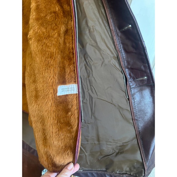 VTG Sears The Leather Shop Mens Size 42 Jacket Removable Lining Brown Buttons - Picture 8 of 13